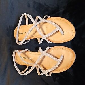 Madden Girl Cream colored sparkly strappy sandals. Size 7
